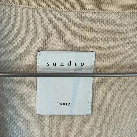 Sandro Beige and White Diamond Cardigan - Picture 8 of 12